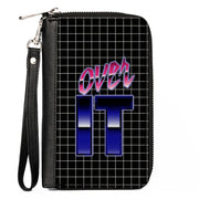 Women's PU Zip Around Wallet Rectangle - OVER IT Grid Black White Pinks Purples Clutch Zip Around Wallets Buckle-Down   