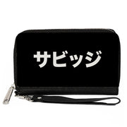 PU Zip Around Wallet Rectangle - SAVAGE Kanji Black/White Clutch Zip Around Wallets Buckle-Down   