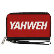 PU Zip Around Wallet Rectangle - YAHWEH Text Red White Clutch Zip Around Wallets Buckle-Down   