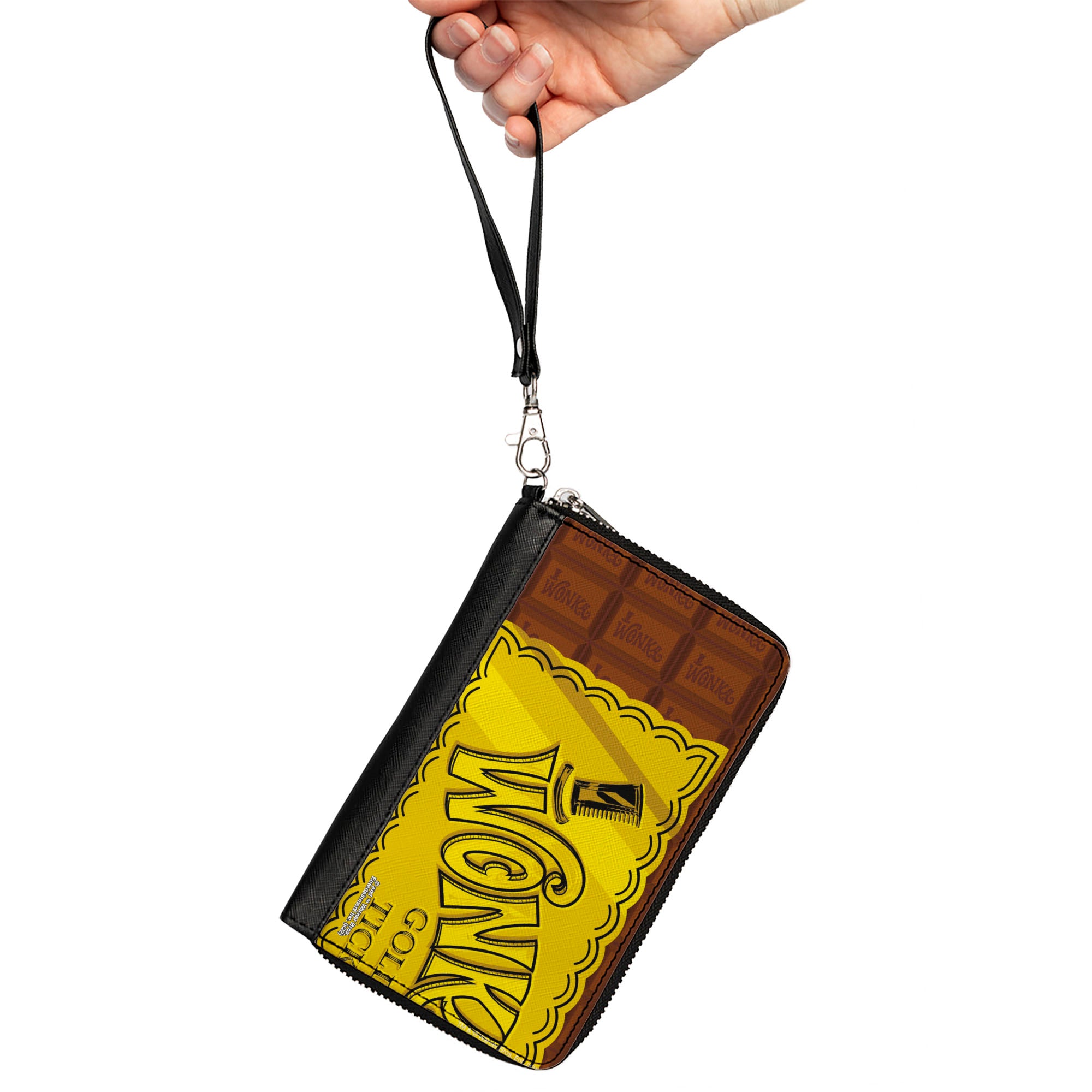 PU Zip Around Wallet Rectangle - Willy Wonka and the Chocolate Factory Golden Ticket Wonka Bar Clutch Zip Around Wallets Willy Wonka and the Chocolate Factory