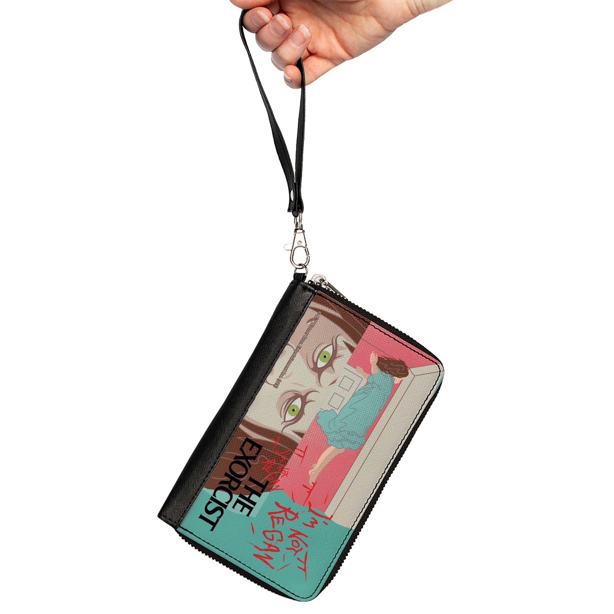 PU Zip Around Wallet Rectangle - THE EXORCIST Im NOT REGAN Elevation Pose and Face Art Clutch Zip Around Wallets The Exorcist