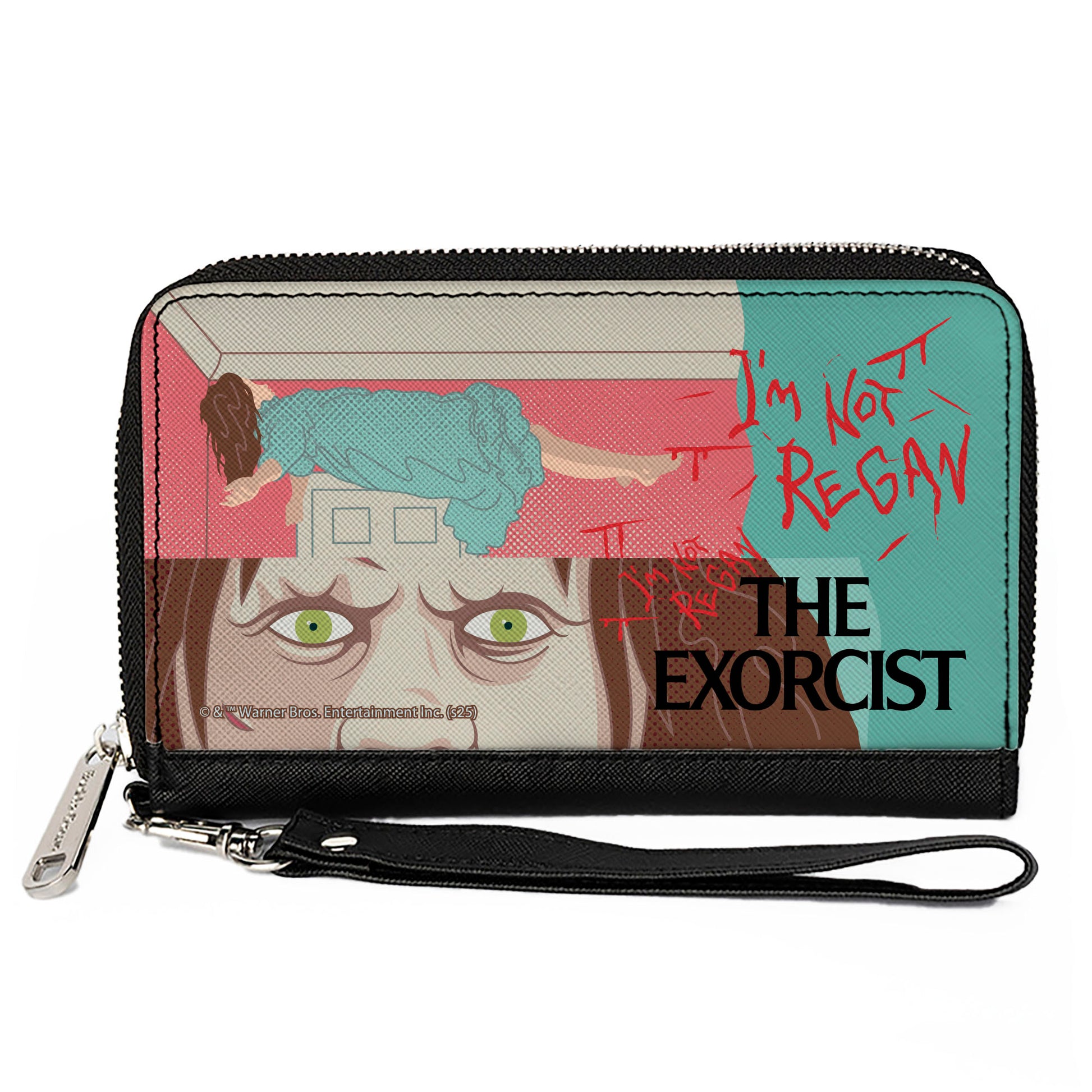 PU Zip Around Wallet Rectangle - THE EXORCIST Im NOT REGAN Elevation Pose and Face Art Clutch Zip Around Wallets The Exorcist