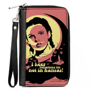 PU Zip Around Wallet Rectangle - The Wizard of Oz Dorothy and Flying Monkeys NOT IN KANSAS Quote Black/Yellow/Pink Clutch Zip Around Wallets The Wizard of Oz