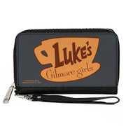 PU Zip Around Wallet Rectangle - GILMORE GIRLS LUKE'S Coffee Cup Icon Gray/Browns Clutch Zip Around Wallets Gilmore Girls