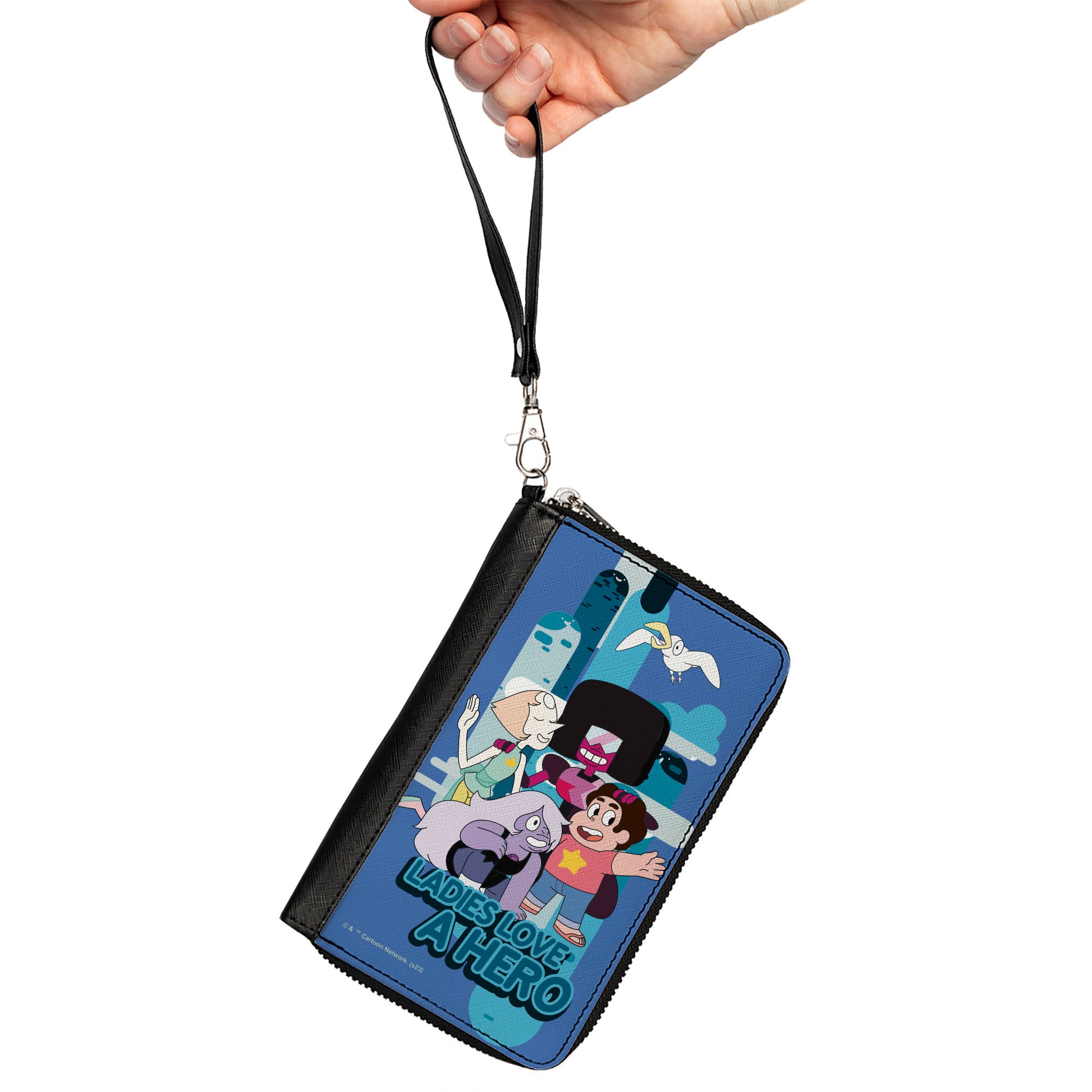PU Zip Around Wallet Rectangle - Steven Universe LADIES LOVE A HERO Group Pose Blues Clutch Zip Around Wallets Steven Universe