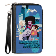 PU Zip Around Wallet Rectangle - Steven Universe LADIES LOVE A HERO Group Pose Blues Clutch Zip Around Wallets Steven Universe
