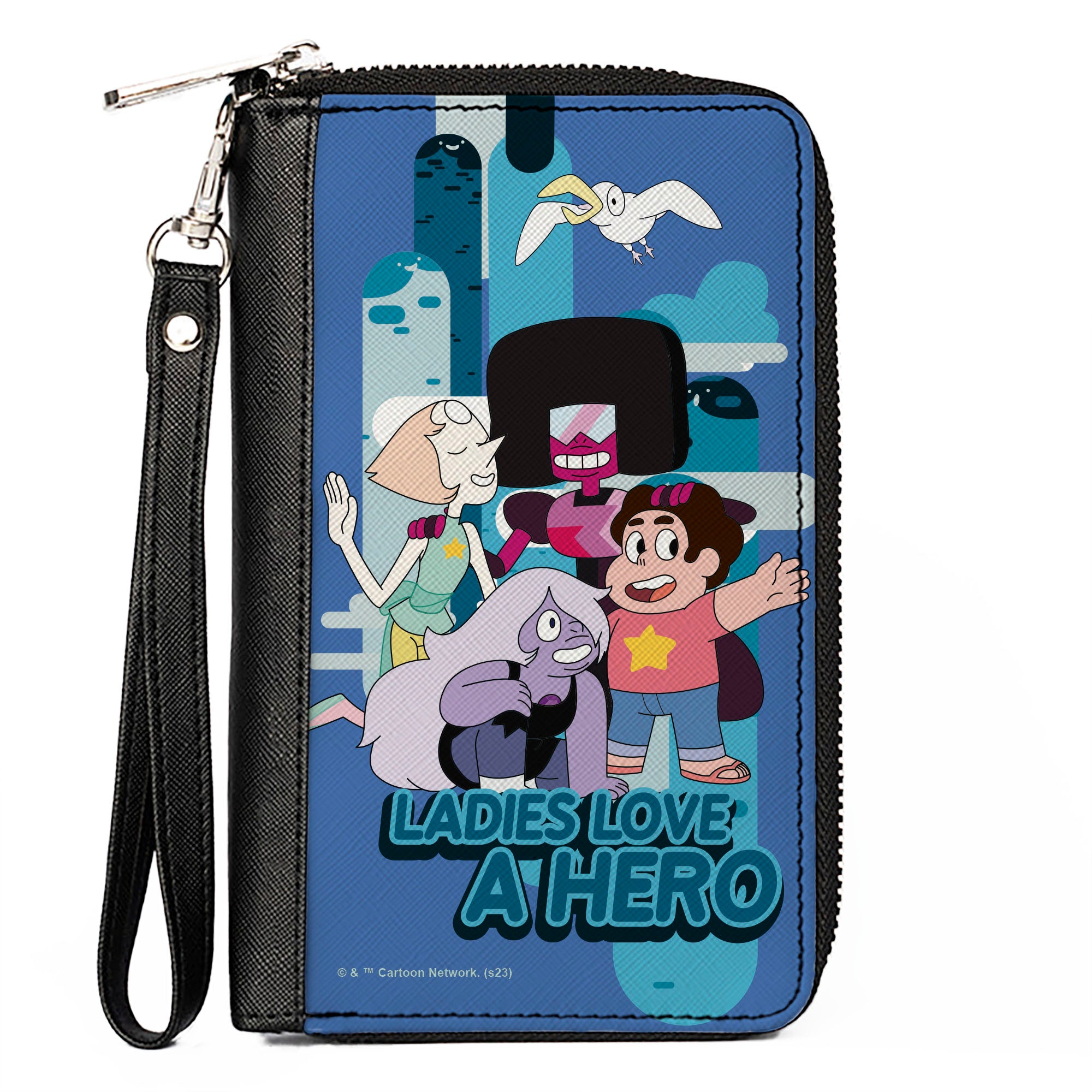 PU Zip Around Wallet Rectangle - Steven Universe LADIES LOVE A HERO Group Pose Blues Clutch Zip Around Wallets Steven Universe