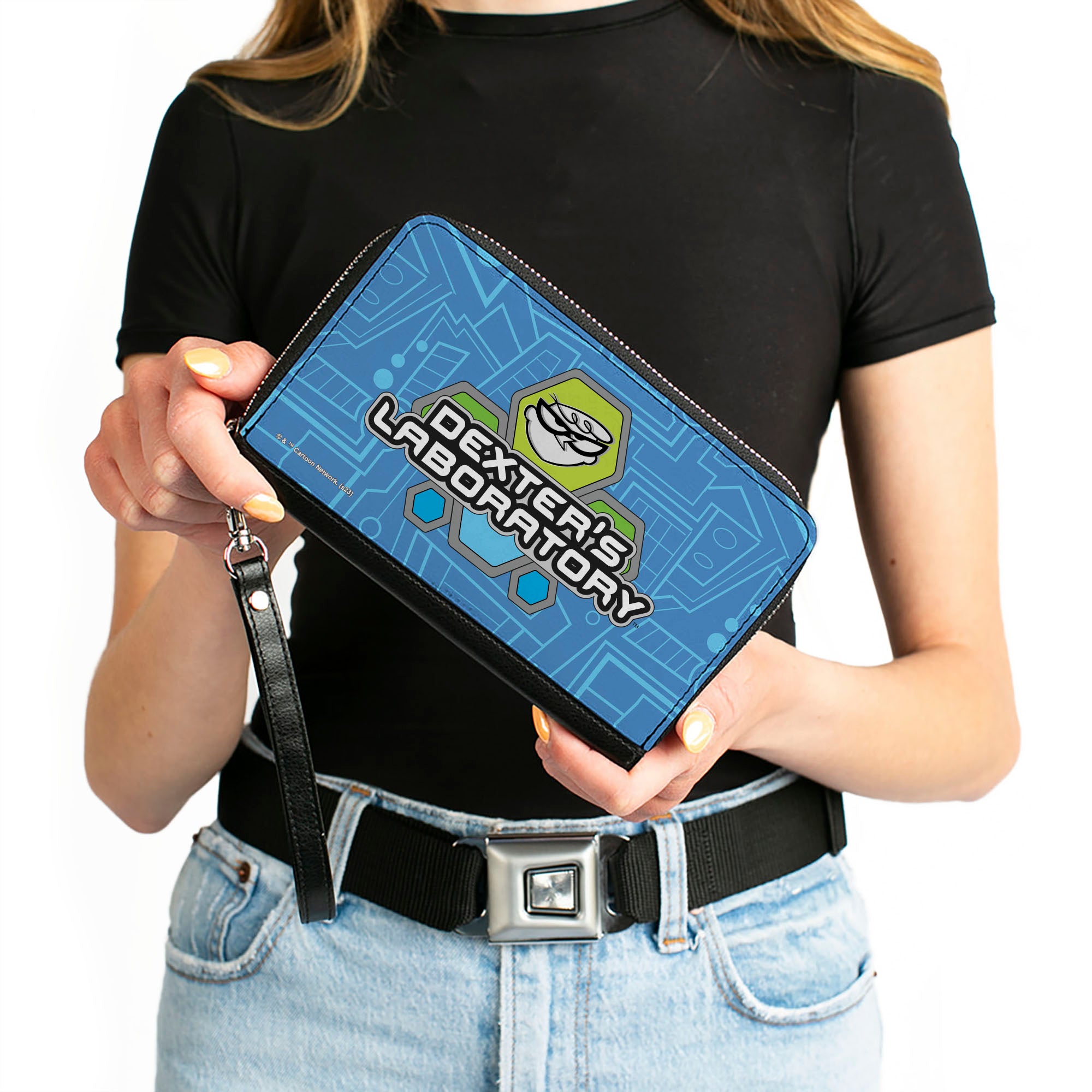 PU Zip Around Wallet Rectangle - DEXTER'S LABORATORY Icon Blues Clutch Zip Around Wallets Dexter's Laboratory