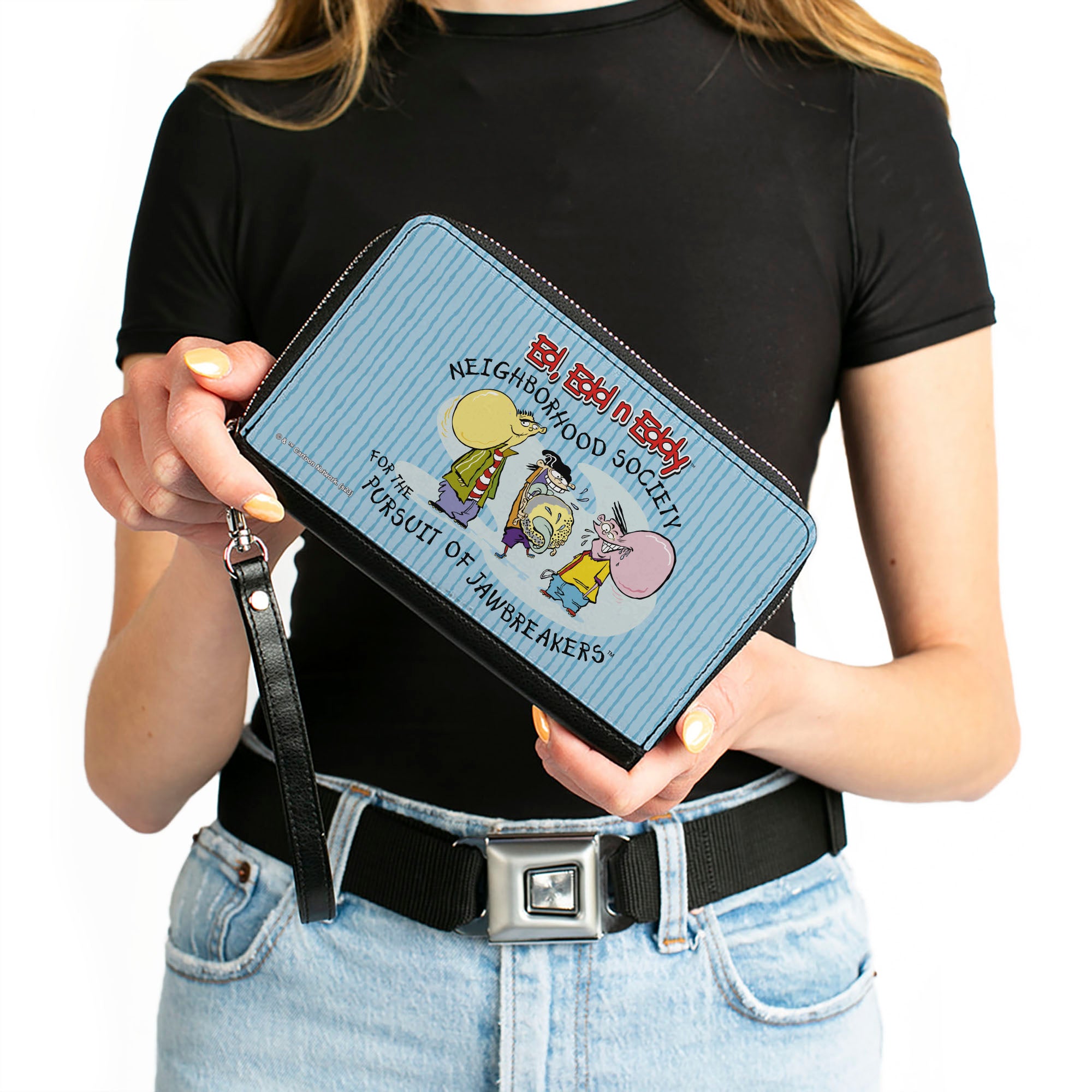 PU Zip Around Wallet Rectangle - ED EDD N EDDY JAWBREAKERS Pose and Title Logo Blues Clutch Zip Around Wallets Ed, Edd n Eddy