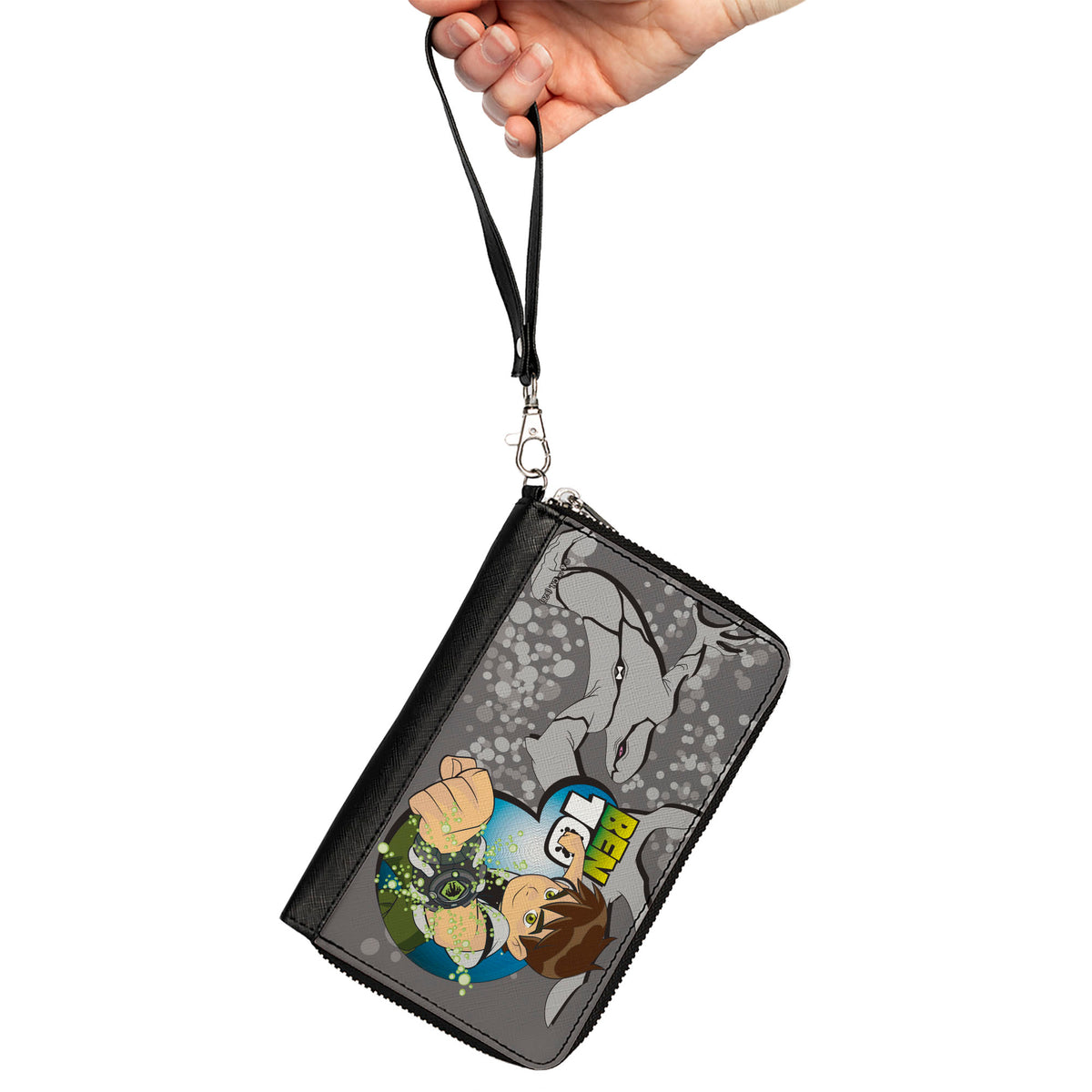 PU Zip Around Wallet Rectangle - BEN 10 Ghostfreak and Ben Pose Grays