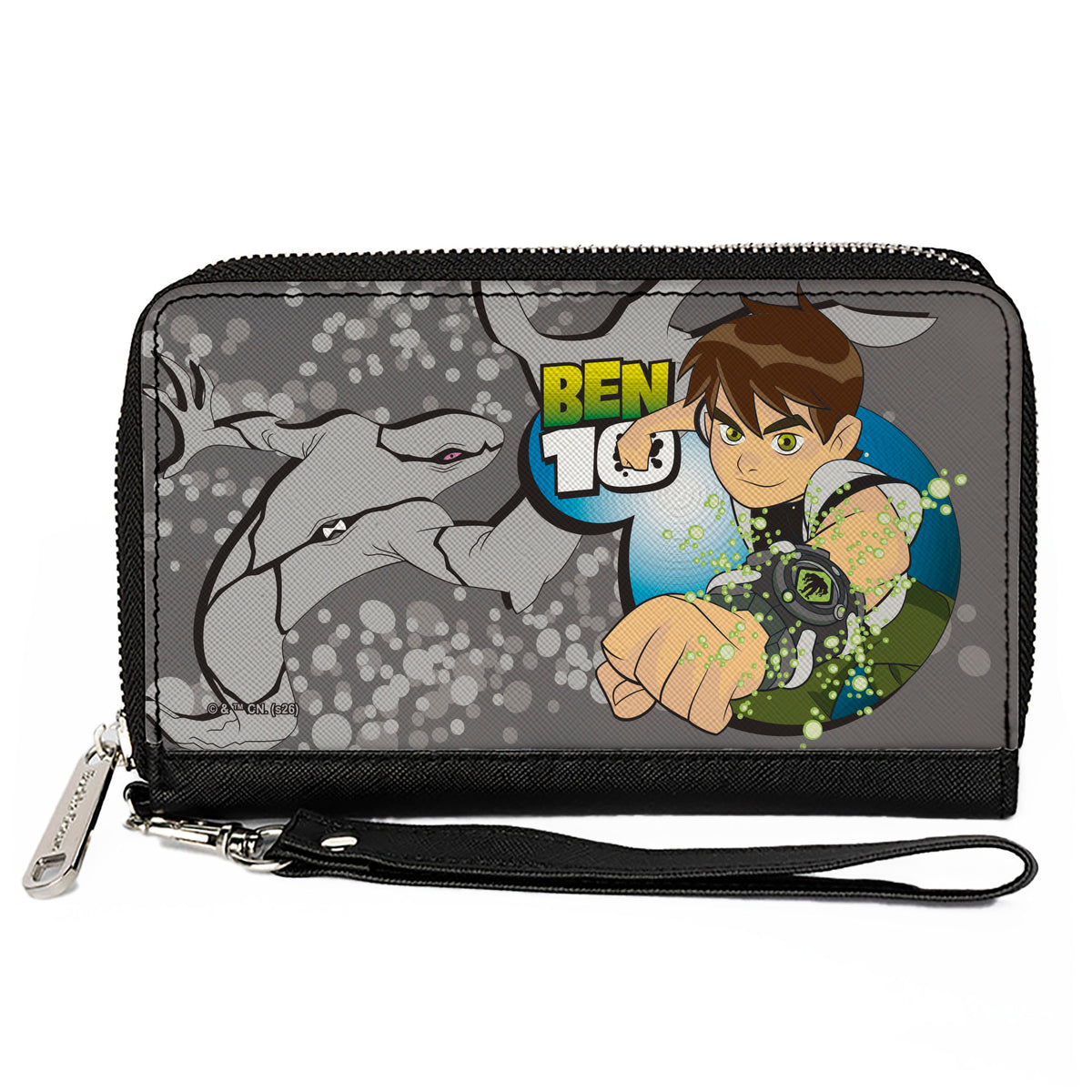 PU Zip Around Wallet Rectangle - BEN 10 Ghostfreak and Ben Pose Grays