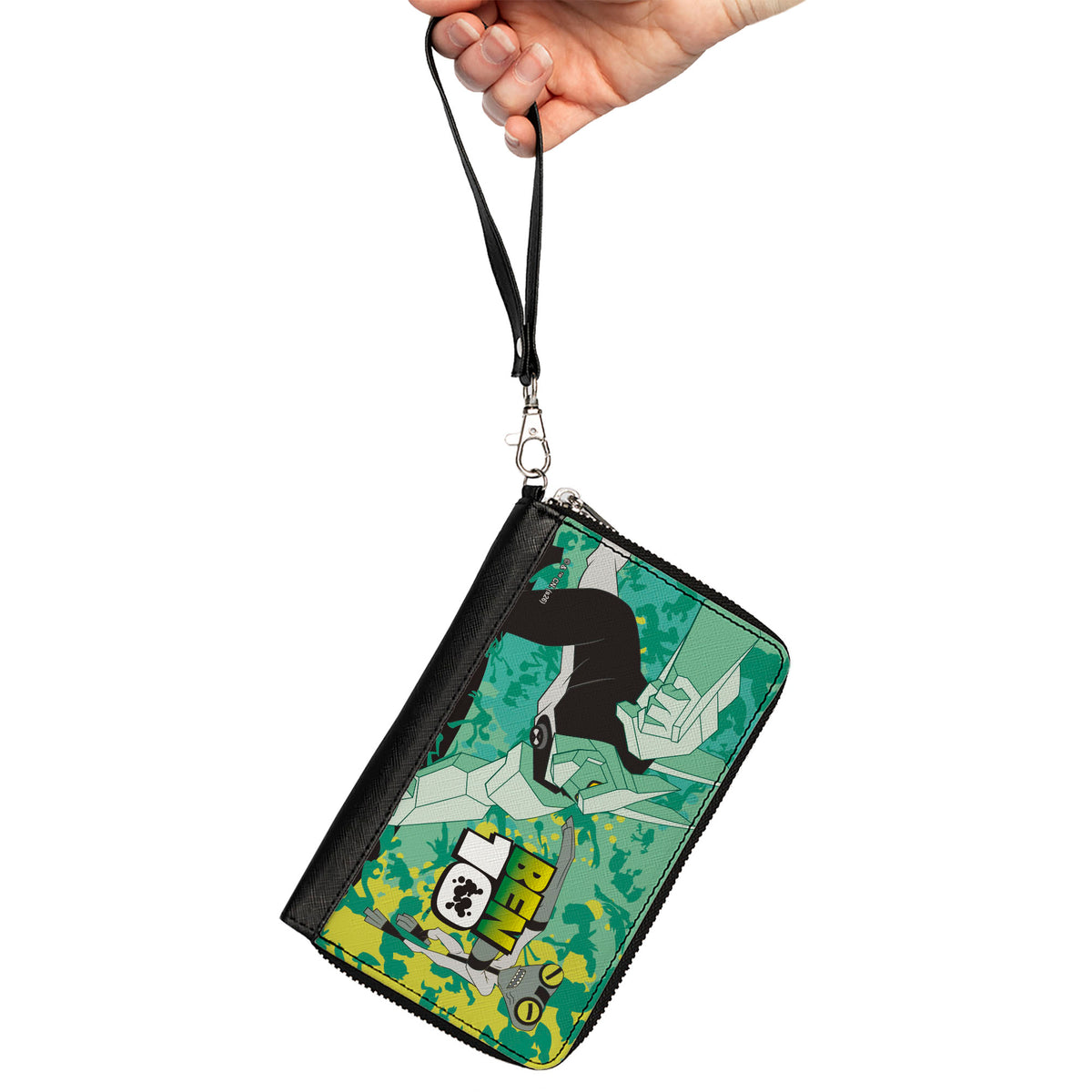 PU Zip Around Wallet Rectangle - BEN 10 Diamondhead and Grey Matter Pose Grens/Yellows