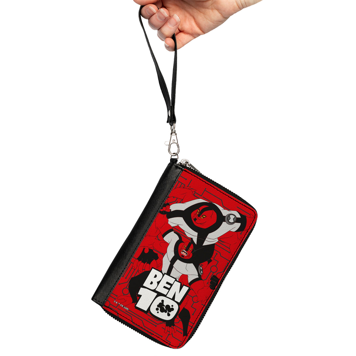 PU Zip Around Wallet Rectangle - BEN 10 Fours Arms Poses and Title Logo Red/Black/White