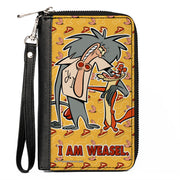 PU Zip Around Wallet Rectangle - I AM WEASEL IR Baboon and IM Weasel Pose and Title Logo Yellows Clutch Zip Around Wallets I Am Weasel