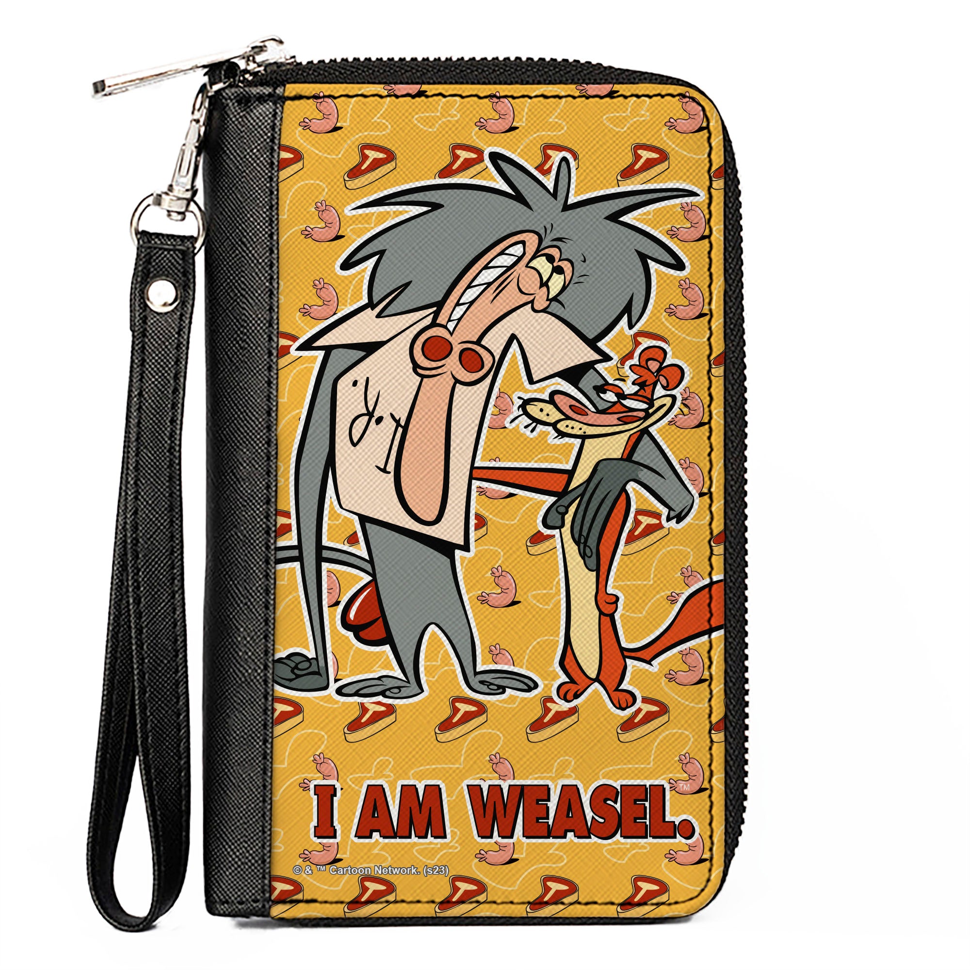 PU Zip Around Wallet Rectangle - I AM WEASEL IR Baboon and IM Weasel Pose and Title Logo Yellows Clutch Zip Around Wallets I Am Weasel