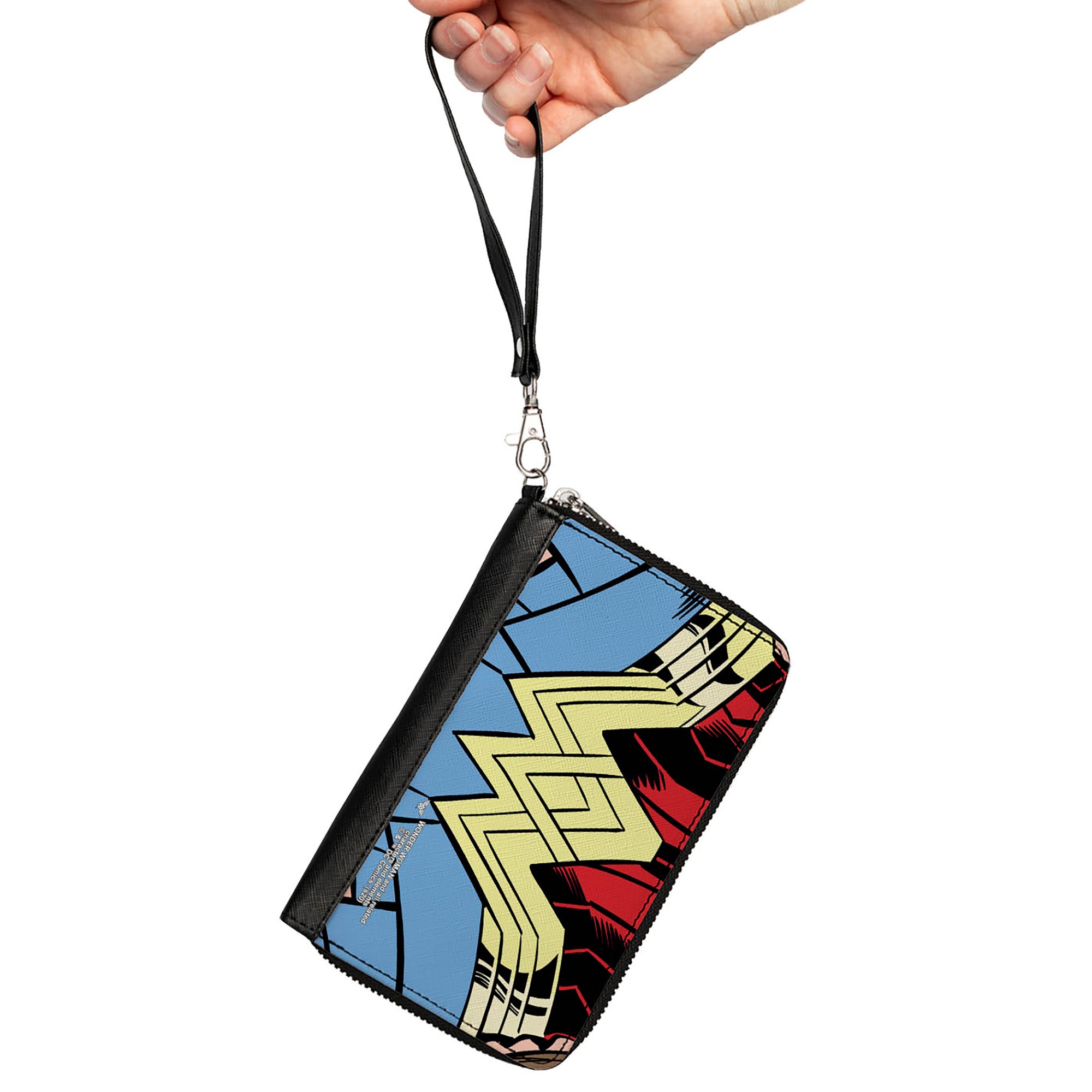 Women's PU Zip Around Wallet Rectangle - Wonder Woman 1984 WW Belt Logo CLOSE-UP Clutch Zip Around Wallets DC Comics   