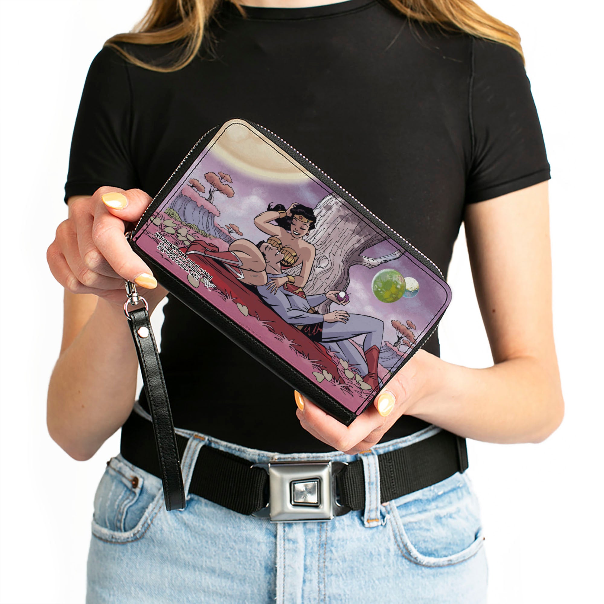 PU Zip Around Wallet Rectangle - Superman/Wonder Woman Issue #14 Sitting Under Tree Variant Cover Pose Clutch Zip Around Wallets DC Comics   