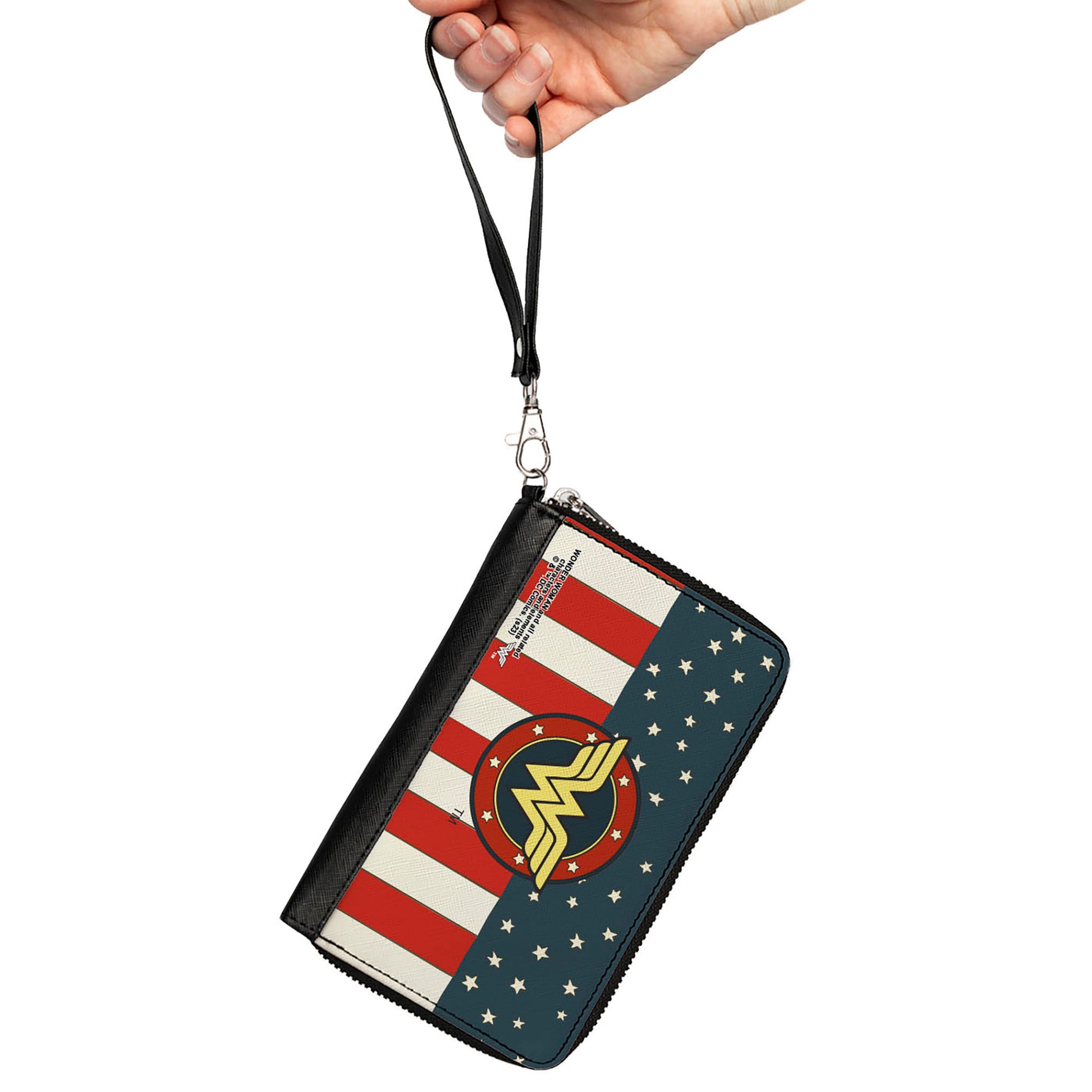 PU Zip Around Wallet Rectangle - WONDER WOMAN/Logo Americana Red/White/Blue/Yellow Clutch Zip Around Wallets DC Comics   