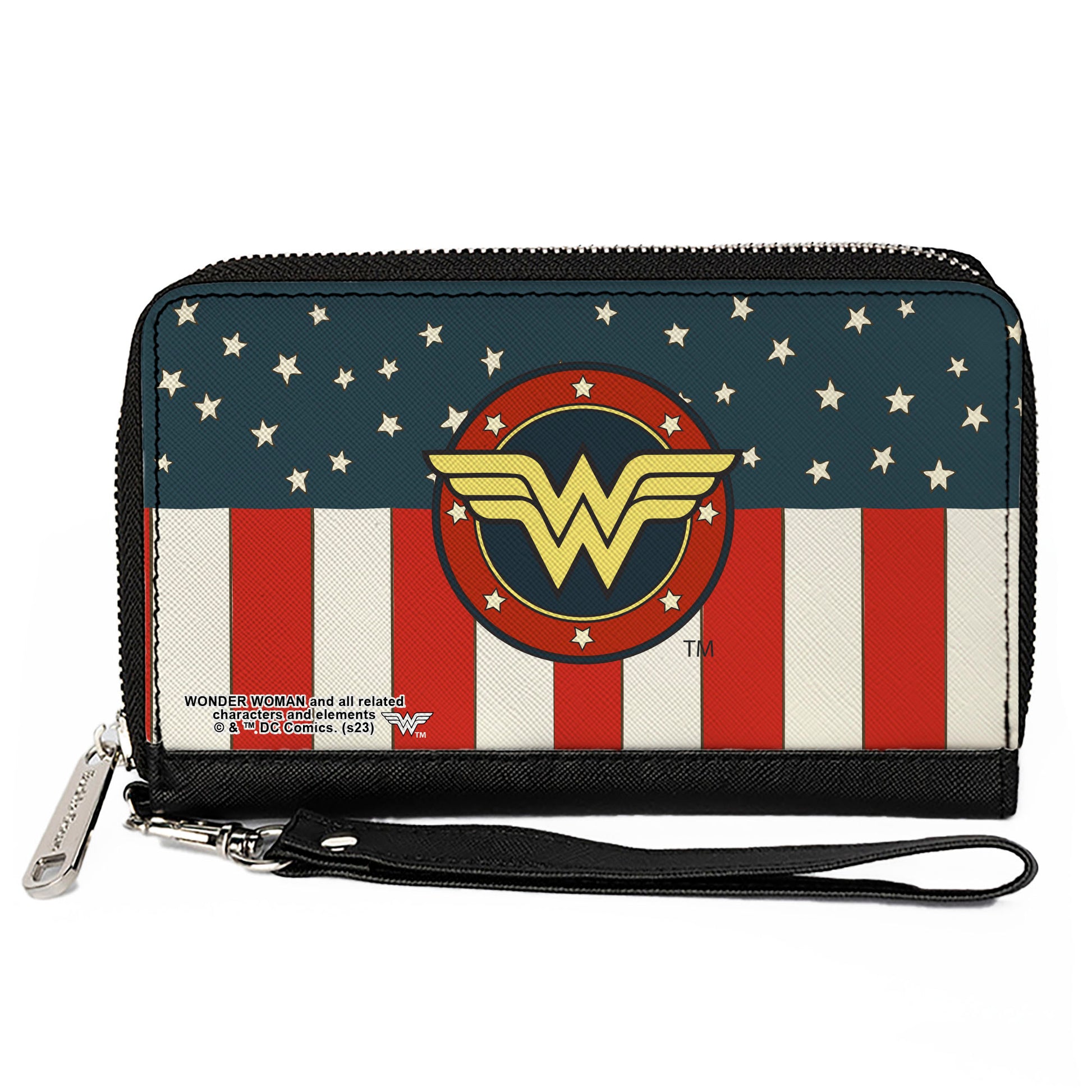 PU Zip Around Wallet Rectangle - WONDER WOMAN/Logo Americana Red/White/Blue/Yellow Clutch Zip Around Wallets DC Comics   