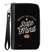 PU Zip Around Wallet Rectangle - Yellowstone BETH DUTTON STATE OF MIND Black/White/Tan Clutch Zip Around Wallets Yellowstone