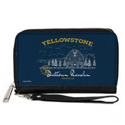 PU Zip Around Wallet Rectangle - YELLOWSTONE DUTTON RANCH Landscape Blue/White/Yellow Clutch Zip Around Wallets Yellowstone