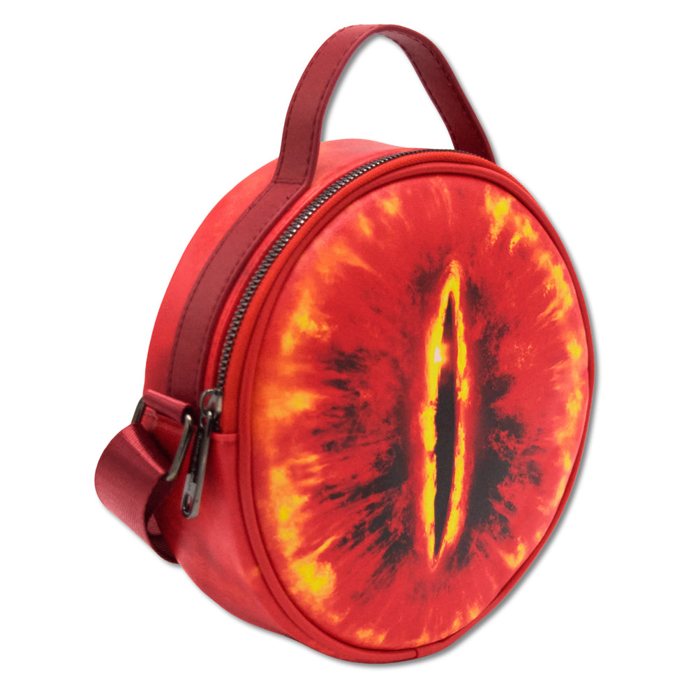 The Lord of the Rings Vegan Leather Round Crossbody Bag with Adjustable Straps, Lord of the Rings Eye of Sauron Red Yellows Crossbody Bags The Lord of the Rings