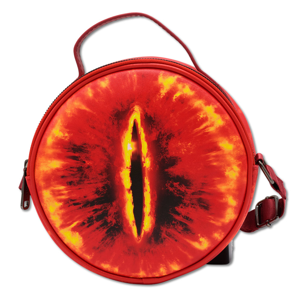 The Lord of the Rings Vegan Leather Round Crossbody Bag with Adjustable Straps, Lord of the Rings Eye of Sauron Red Yellows Crossbody Bags The Lord of the Rings