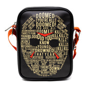 Horror Movies Vegan Leather Cross Body Backpack for Men and Women with Adjustable Strap, Friday the 13th Jason Hockey Mask Quotes Typography Black Crossbody Bags Friday the 13th