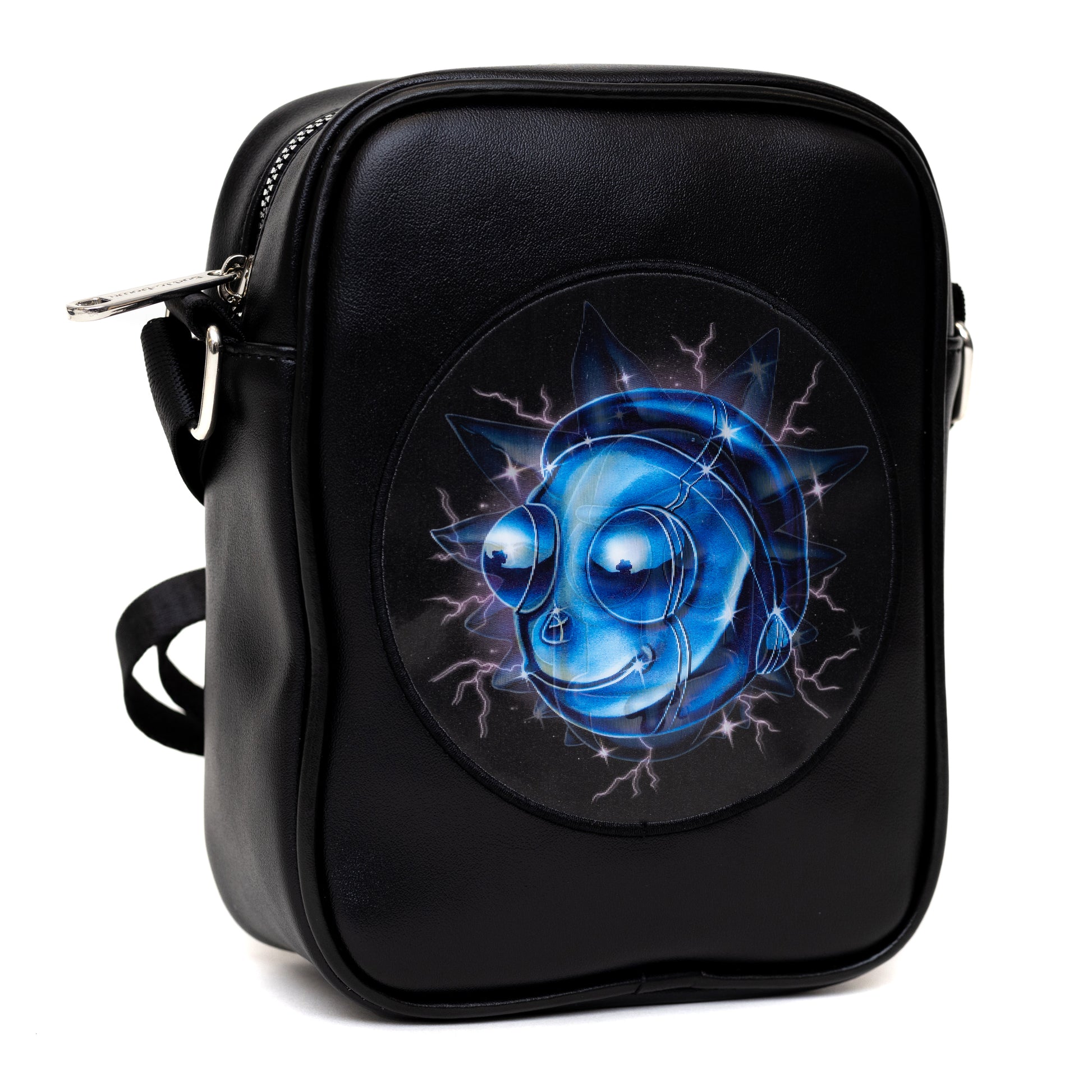 Rick and Morty Bag, Cross Body, Rick and Morty Lenticular Face Expression Applique, Vegan Leather Crossbody Bags Rick and Morty   