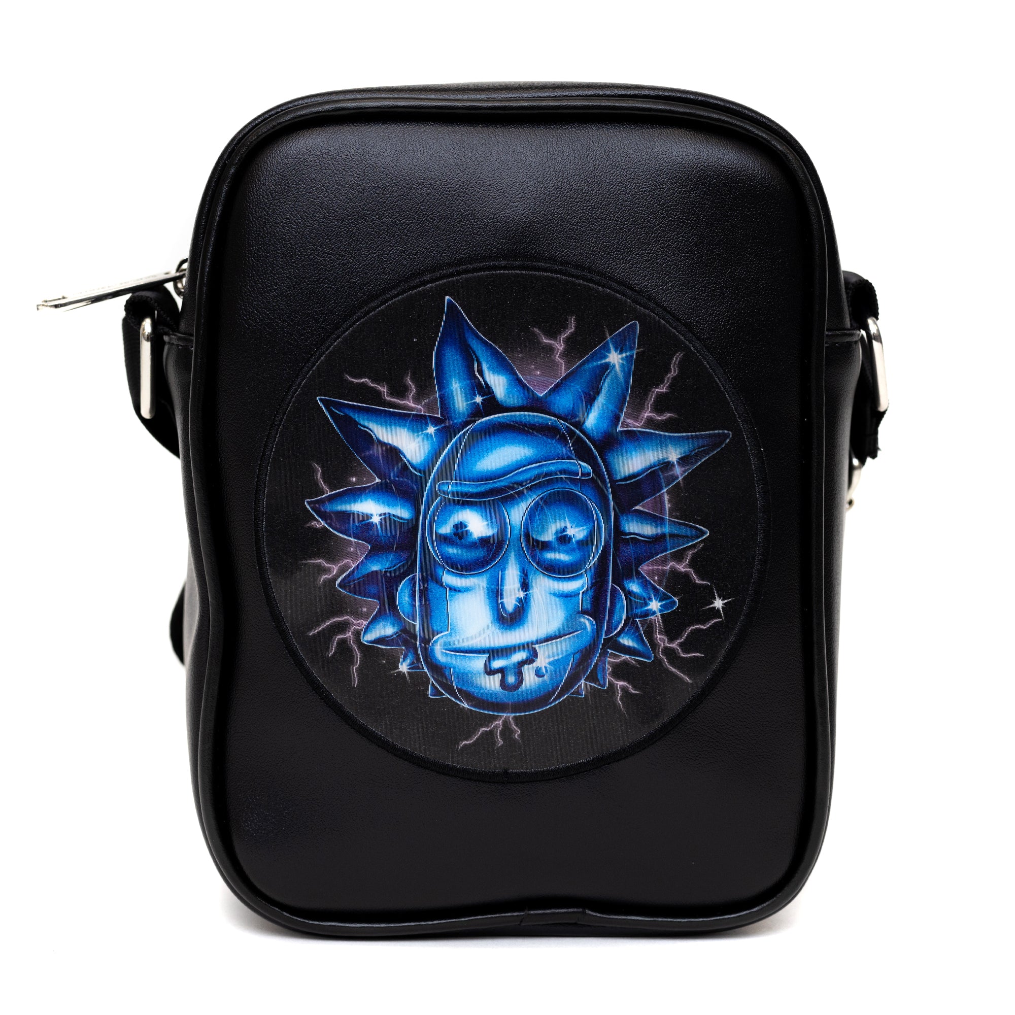 Rick and Morty Bag, Cross Body, Rick and Morty Lenticular Face Expression Applique, Vegan Leather Crossbody Bags Rick and Morty   
