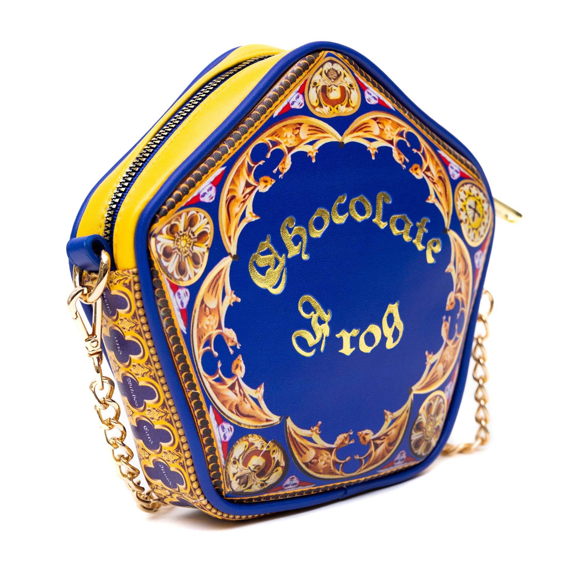 Harry Potter Bag, Crossbody, Figural, Chocolate Frog Candy Box Replica Debossed Gold, Blue, Vegan Leather Crossbody Bags Harry Potter