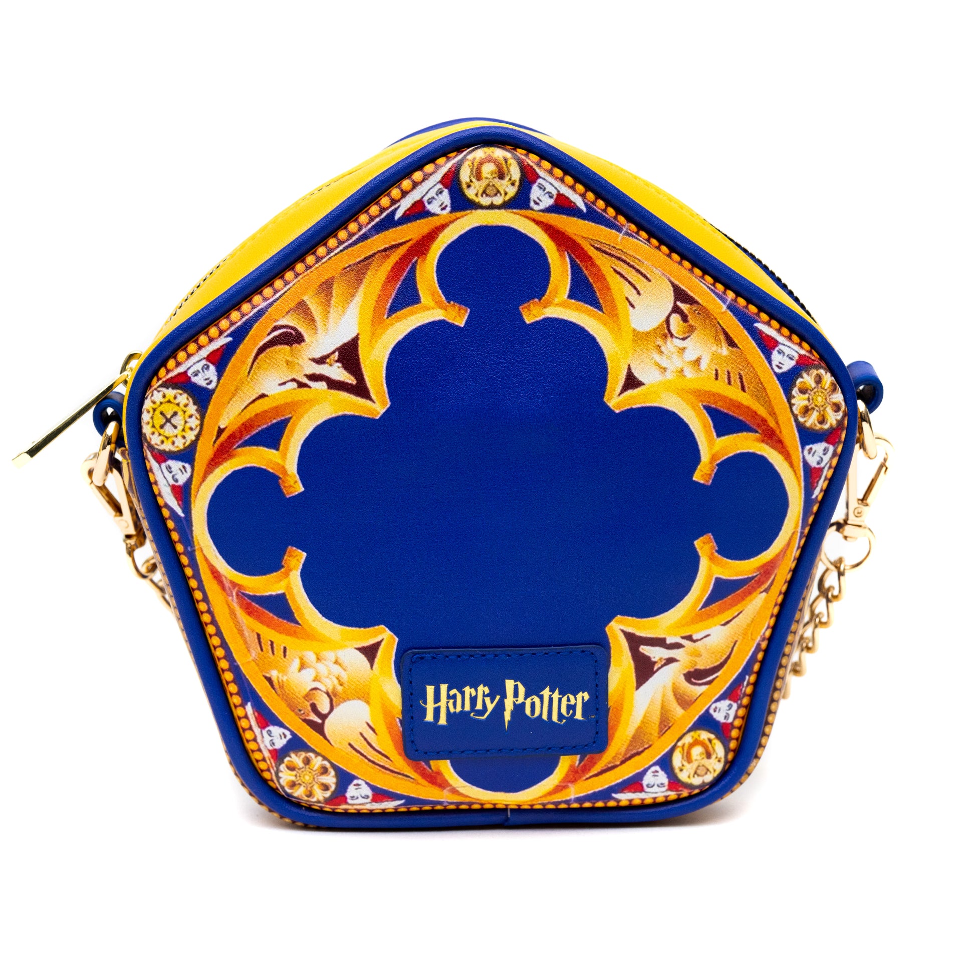 Harry Potter Bag, Crossbody, Figural, Chocolate Frog Candy Box Replica Debossed Gold, Blue, Vegan Leather Crossbody Bags Harry Potter