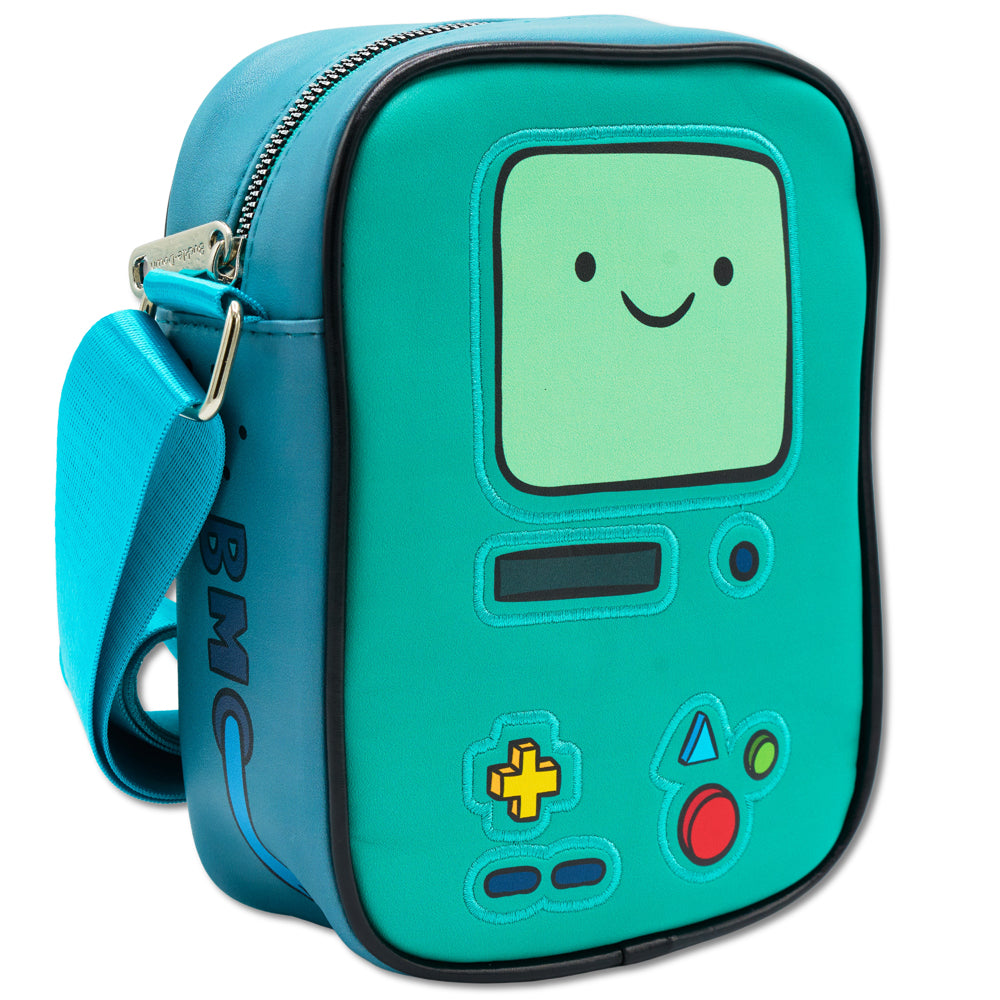 Adventure Time Bag, Crossbody, Adventure Time BMO Character Body Close Up Blues, Vegan Leather Crossbody Bags Adventure Time