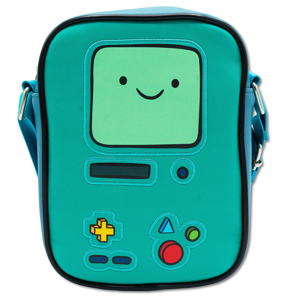 Adventure Time Bag, Crossbody, Adventure Time BMO Character Body Close Up Blues, Vegan Leather Crossbody Bags Adventure Time