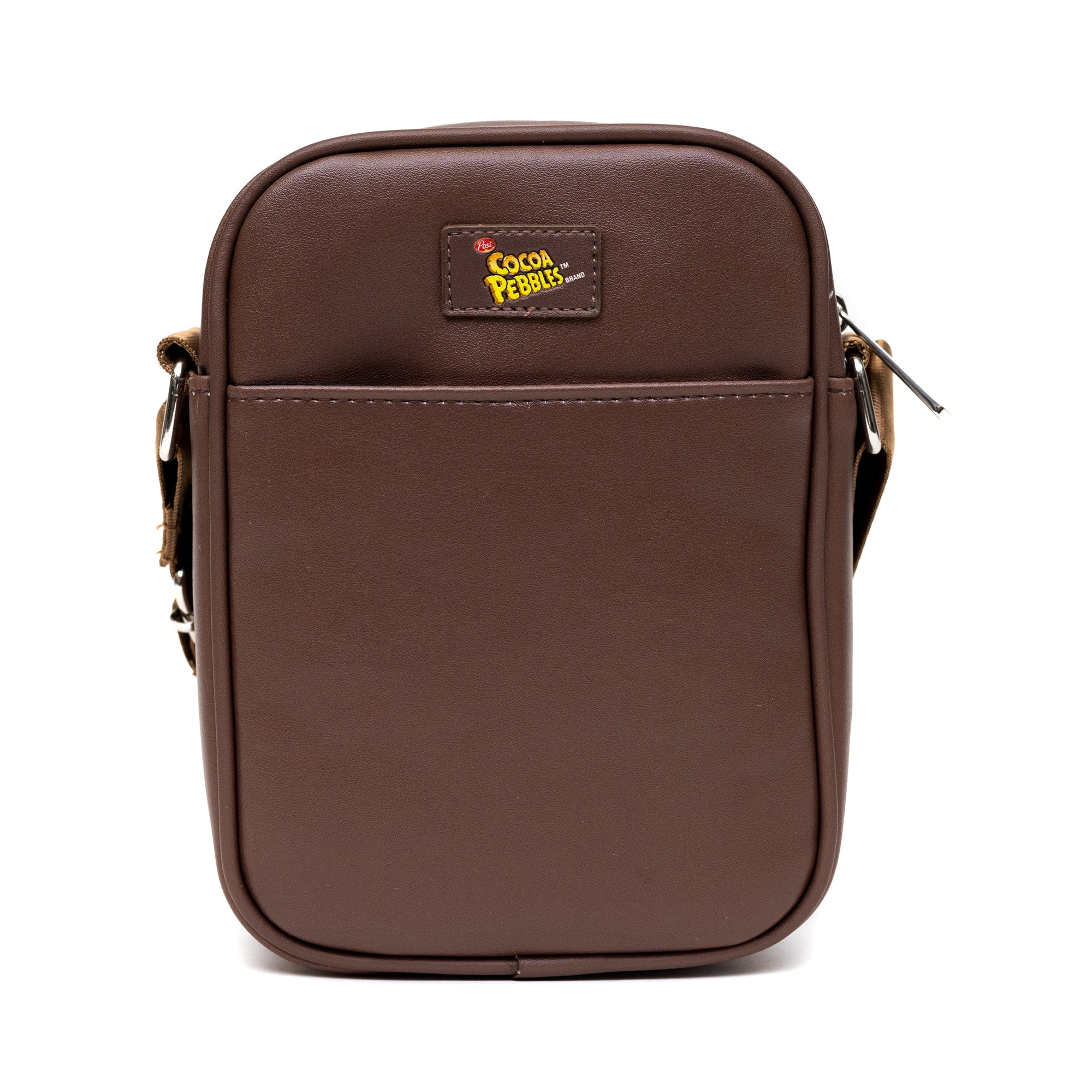 The Flintstones Bag, Cross Body, Cocoa Pebbles Fred and Barney Cereal Box Replica, Brown, Vegan Leather Crossbody Bags Hanna Barbera and Post Pebbles Cereal