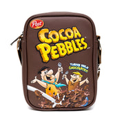 The Flintstones Bag, Cross Body, Cocoa Pebbles Fred and Barney Cereal Box Replica, Brown, Vegan Leather Crossbody Bags Hanna Barbera and Post Pebbles Cereal