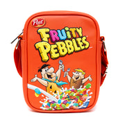The Flintstones Bag, Cross Body, Fruity Pebbles Fred and Barney Cereal Box Replica, Bright Red, Vegan Leather Crossbody Bags Hanna Barbera and Post Pebbles Cereal