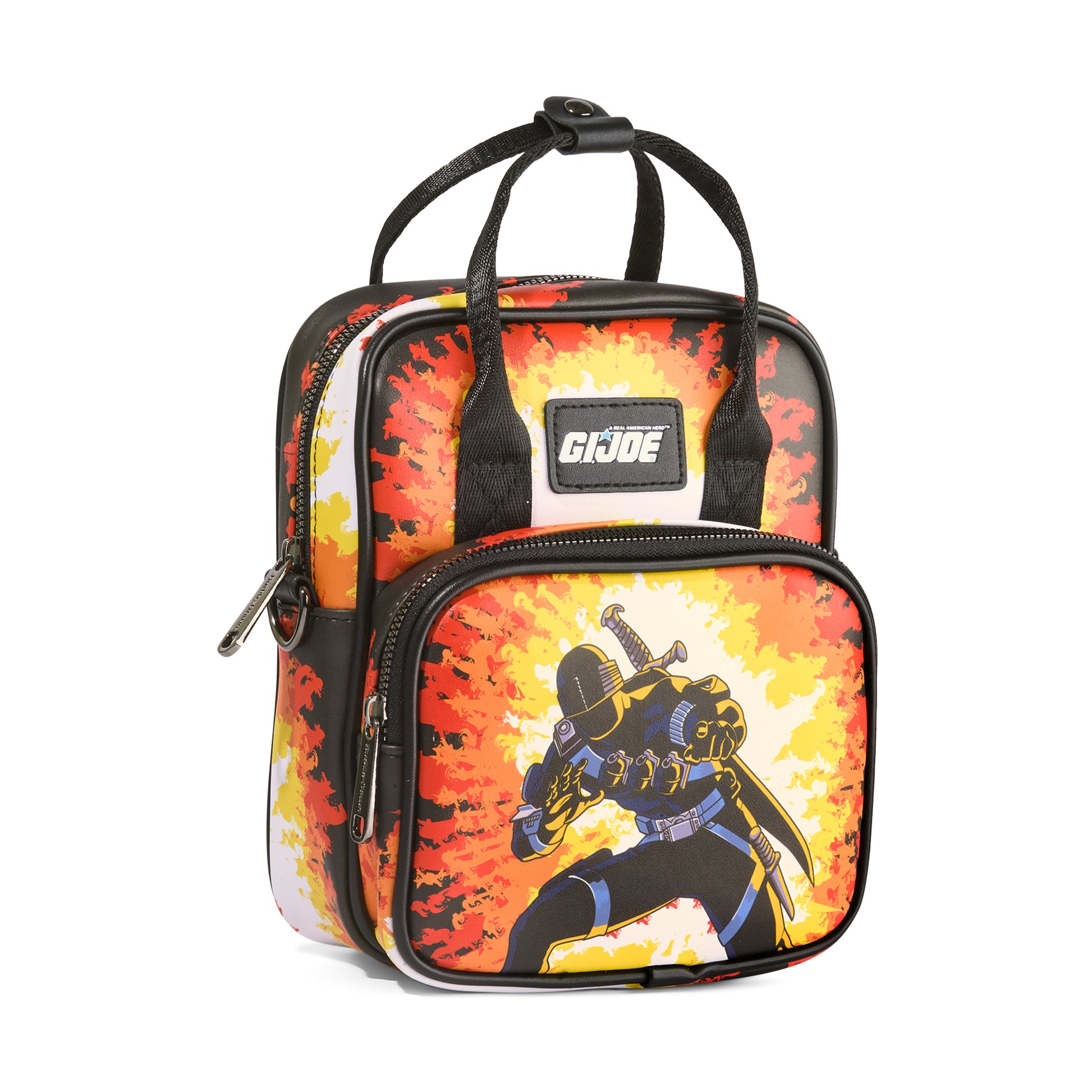 Hasbro Bag, Crossbody, GI Joe Snake Eye and Timber Wolf Dog Explosion Poses, Vegan Leather Crossbody Bags GI Joe