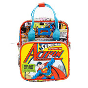 DC Comics Bag, Crossbody, Superman Return to Action Comics Cover Pose and Scenes, Vegan Leather Crossbody Bags DC Comics