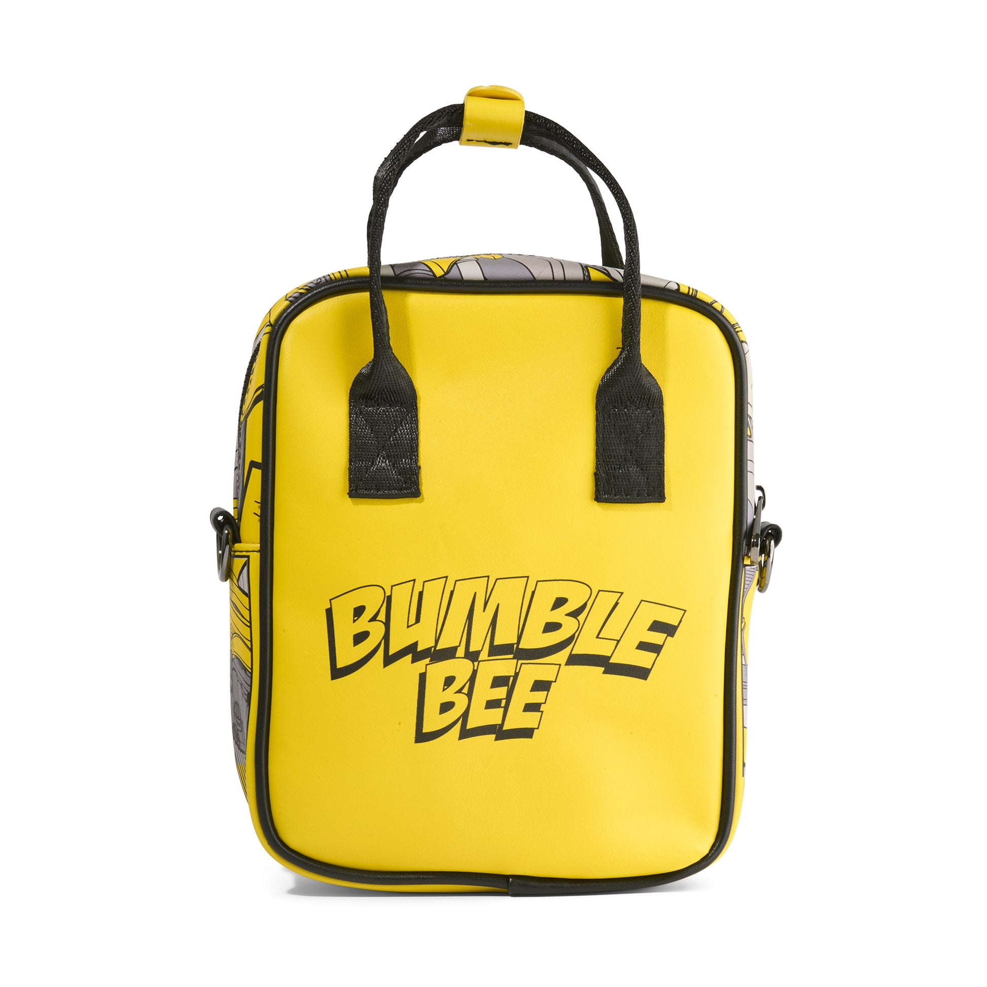 Hasbro Bag, Crossbody, Transformers Bumble Bee Character Face and Text Yellow Black, Vegan Leather Crossbody Bags Transformers