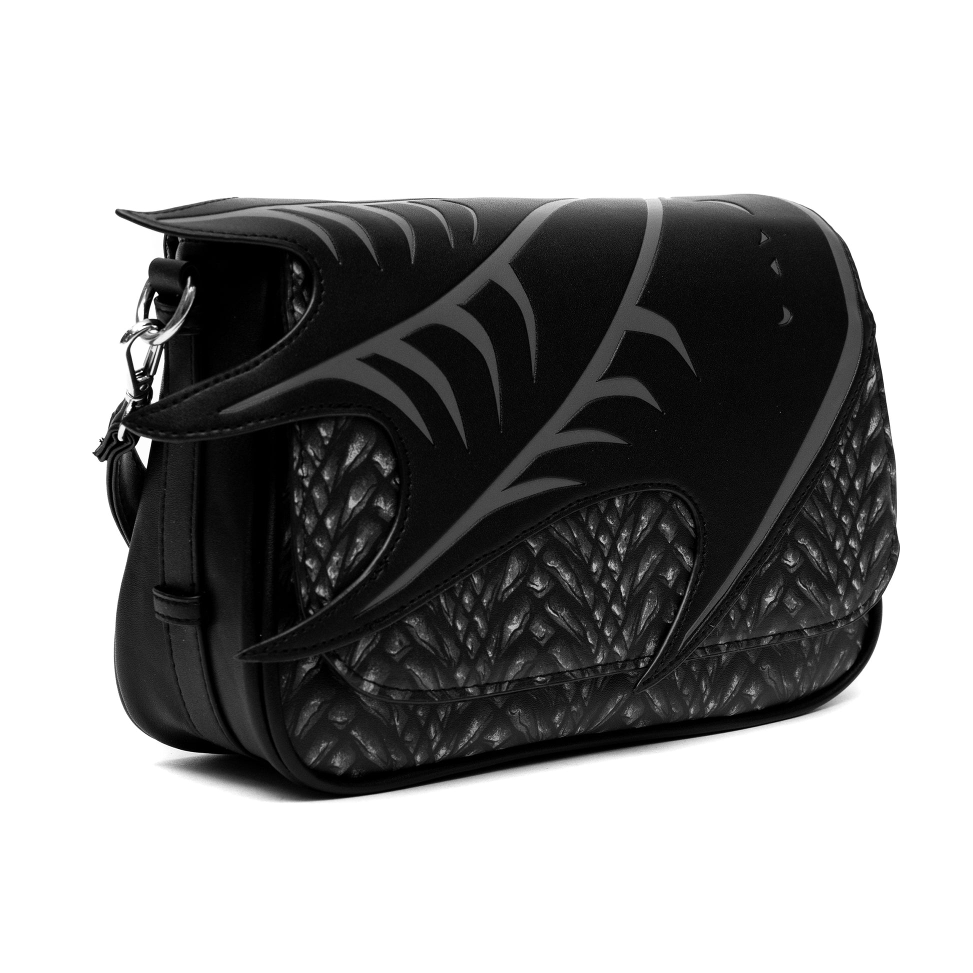 Game of Thrones Bag, Fold Over Cross Body, Game of Thrones The Dragon Awakens Dragon Print Wing Applique, Vegan Leather Crossbody Bags Game of Thrones   
