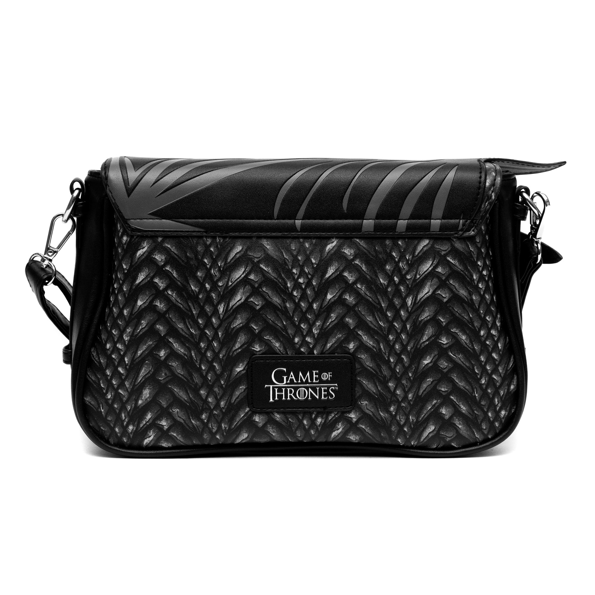 Game of Thrones Bag, Fold Over Cross Body, Game of Thrones The Dragon Awakens Dragon Print Wing Applique, Vegan Leather Crossbody Bags Game of Thrones   