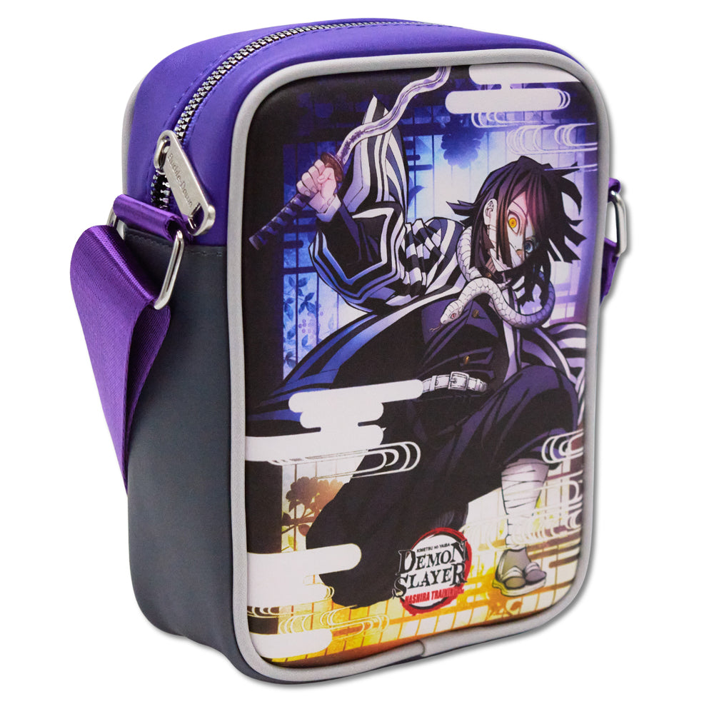 Demon Slayer Vegan Leather Crossbody Bag with Adjustable Strap, Obanai Iguro Serpent Pose and Logo Multi Color Crossbody Bags Demon Slayer