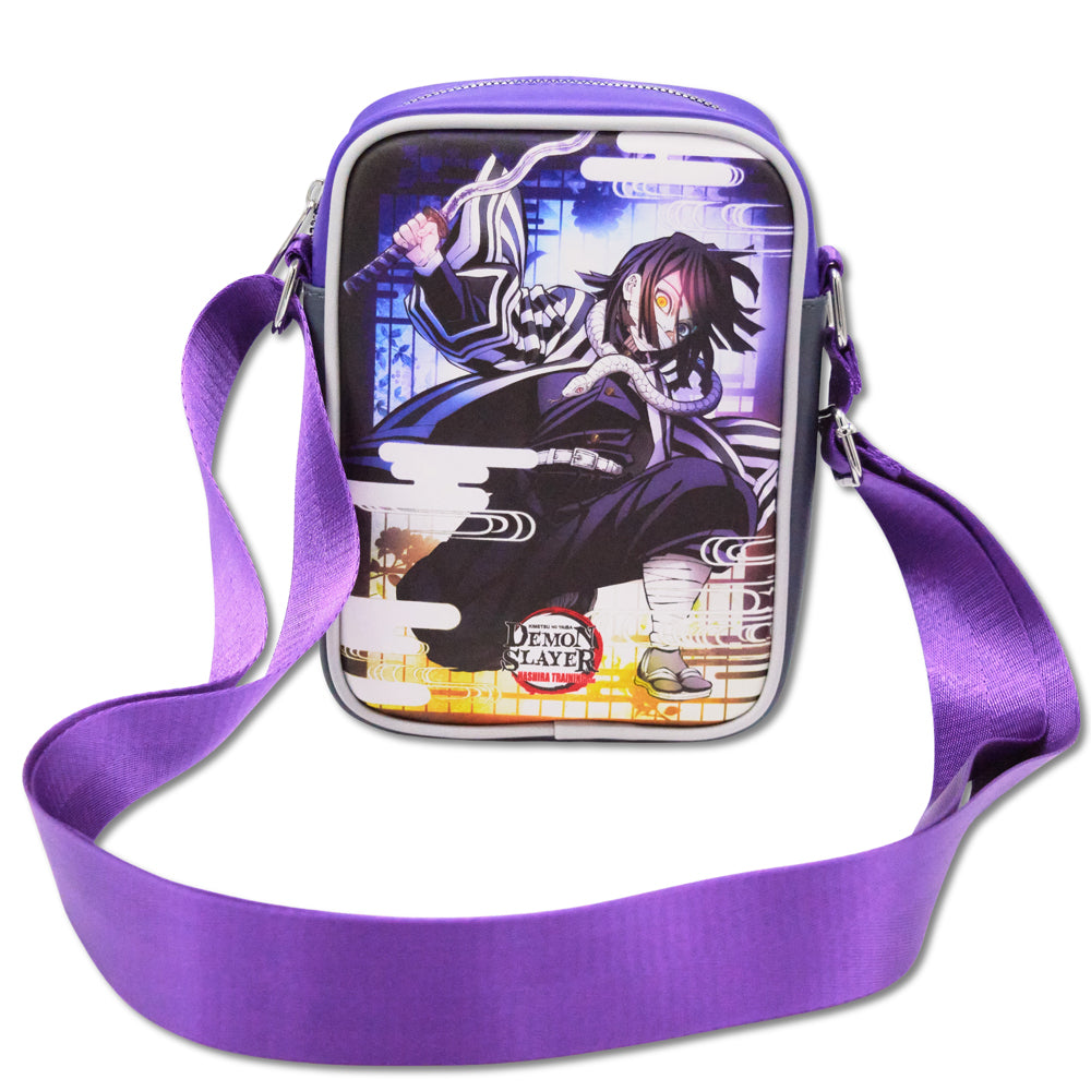 Demon Slayer Vegan Leather Crossbody Bag with Adjustable Strap, Obanai Iguro Serpent Pose and Logo Multi Color Crossbody Bags Demon Slayer