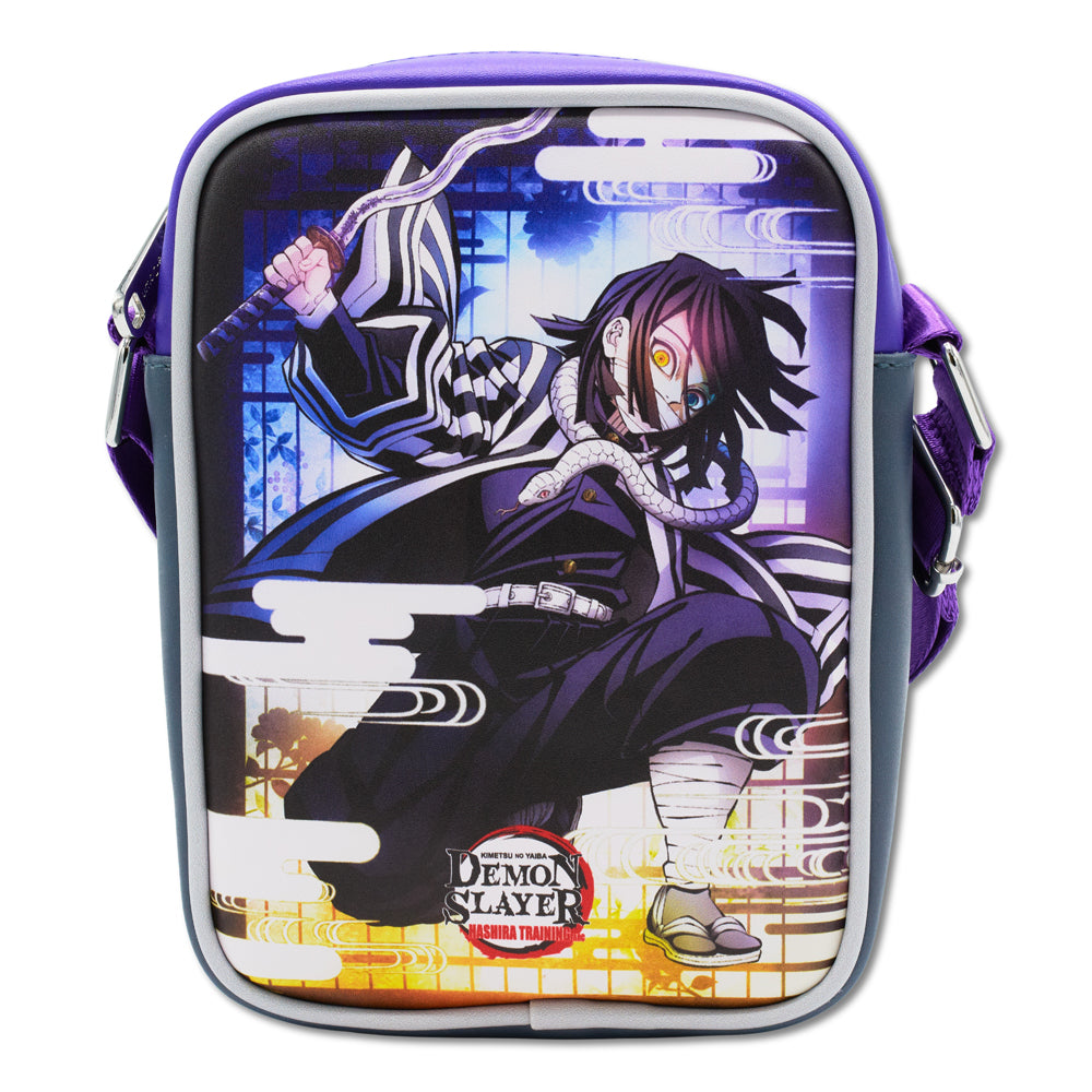 Demon Slayer Vegan Leather Crossbody Bag with Adjustable Strap, Obanai Iguro Serpent Pose and Logo Multi Color Crossbody Bags Demon Slayer