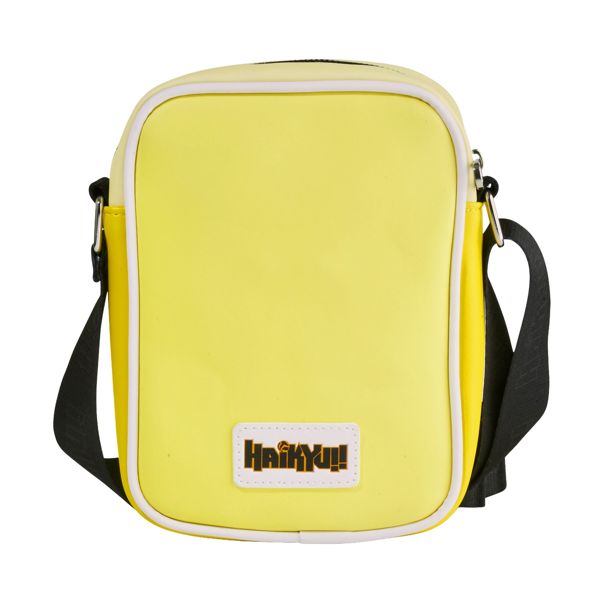 Haikyu!! Vegan Leather Crossbody Bag with Adjustable Strap, Haikyu To the Top Players Group and Title Logo Yellow Crossbody Bags Haikyu!!