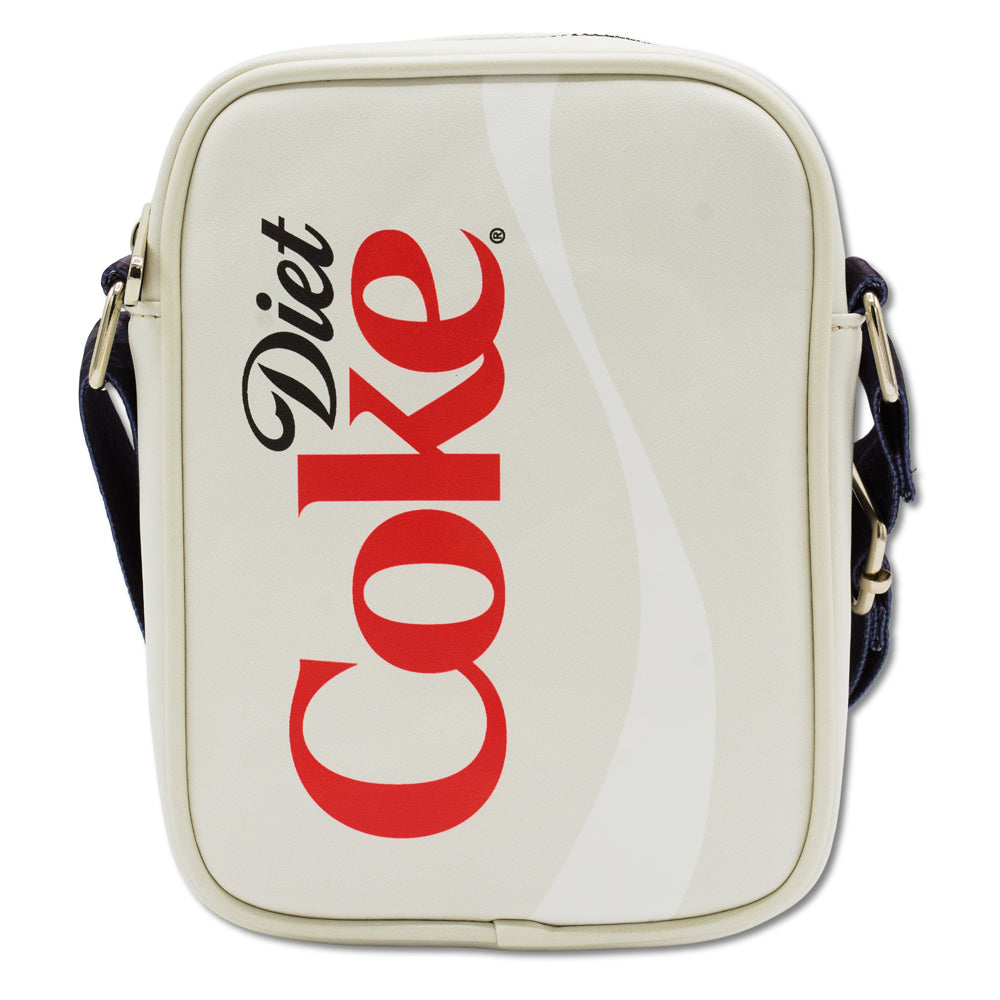 Coca-Cola Vegan Leather Crossbody Bag with Adjustable Strap, Diet Coke Logo Just for the Taste of It Quote Light Gray Crossbody Bags Coca-Cola