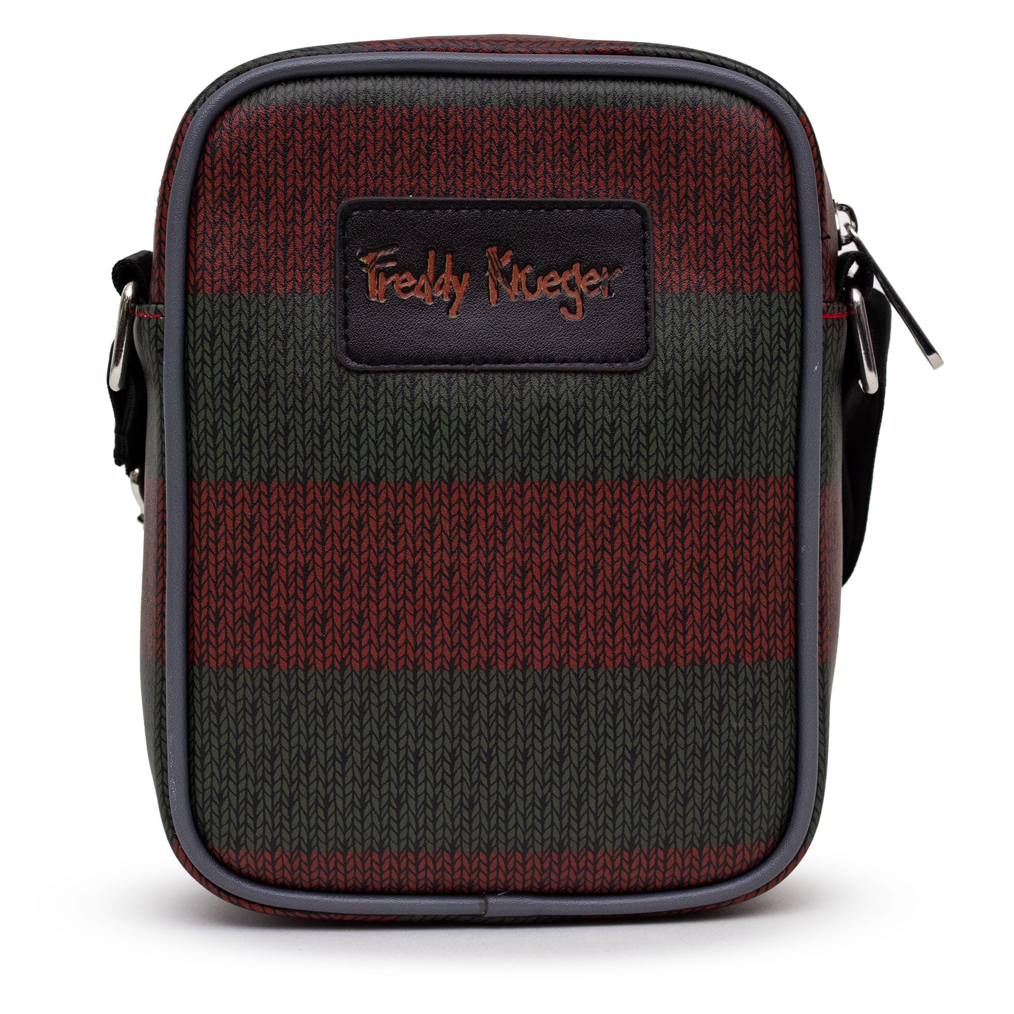 Nightmare on Elm Street Horror Movie Bag, Crossbody, A Nightmare on Elm Street Freddy Quote Scribbles, Stripe Green Red, Vegan Leather Crossbody Bags A Nightmare on Elm Street