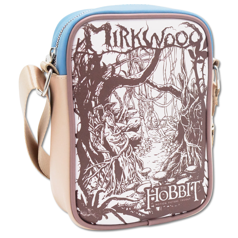 The Hobbit Vegan Leather Crossbody Bag with Adjustable Straps, The Hobbit Mirkwood Forest Scenery and Entrance Warning Brown Crossbody Bags The Hobbit