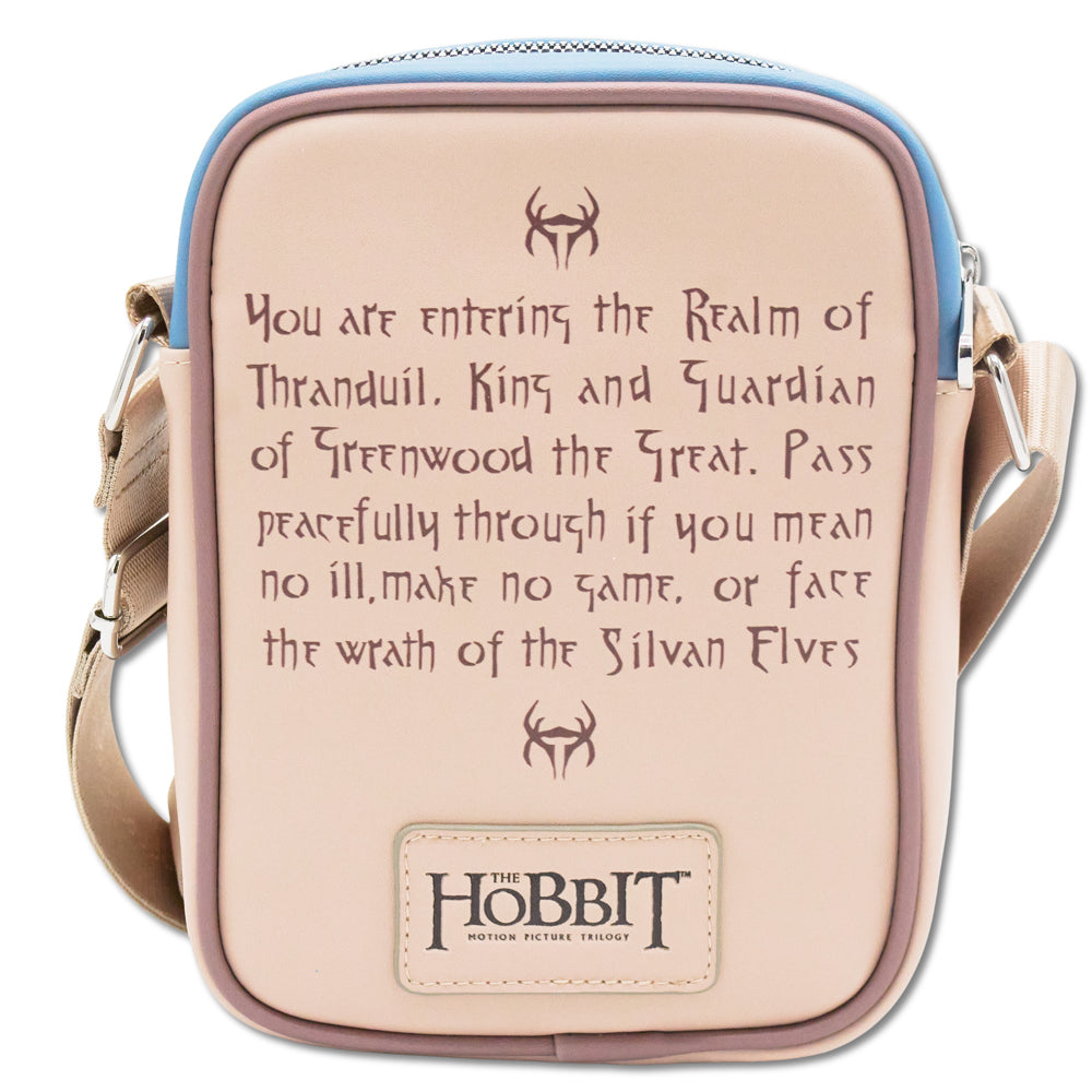 The Hobbit Vegan Leather Crossbody Bag with Adjustable Straps, The Hobbit Mirkwood Forest Scenery and Entrance Warning Brown Crossbody Bags The Hobbit